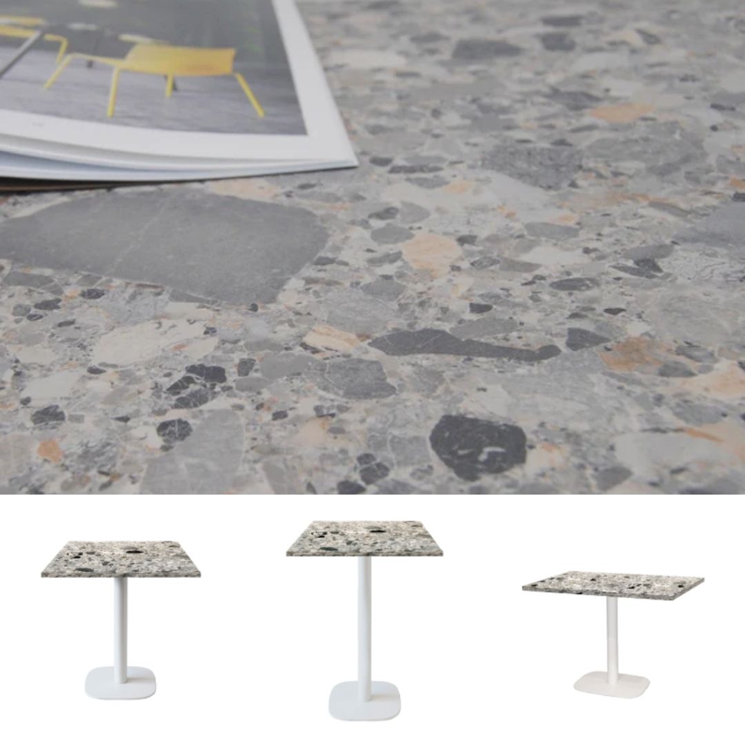 collection de tables Round blanc Terrazzo Cepp
