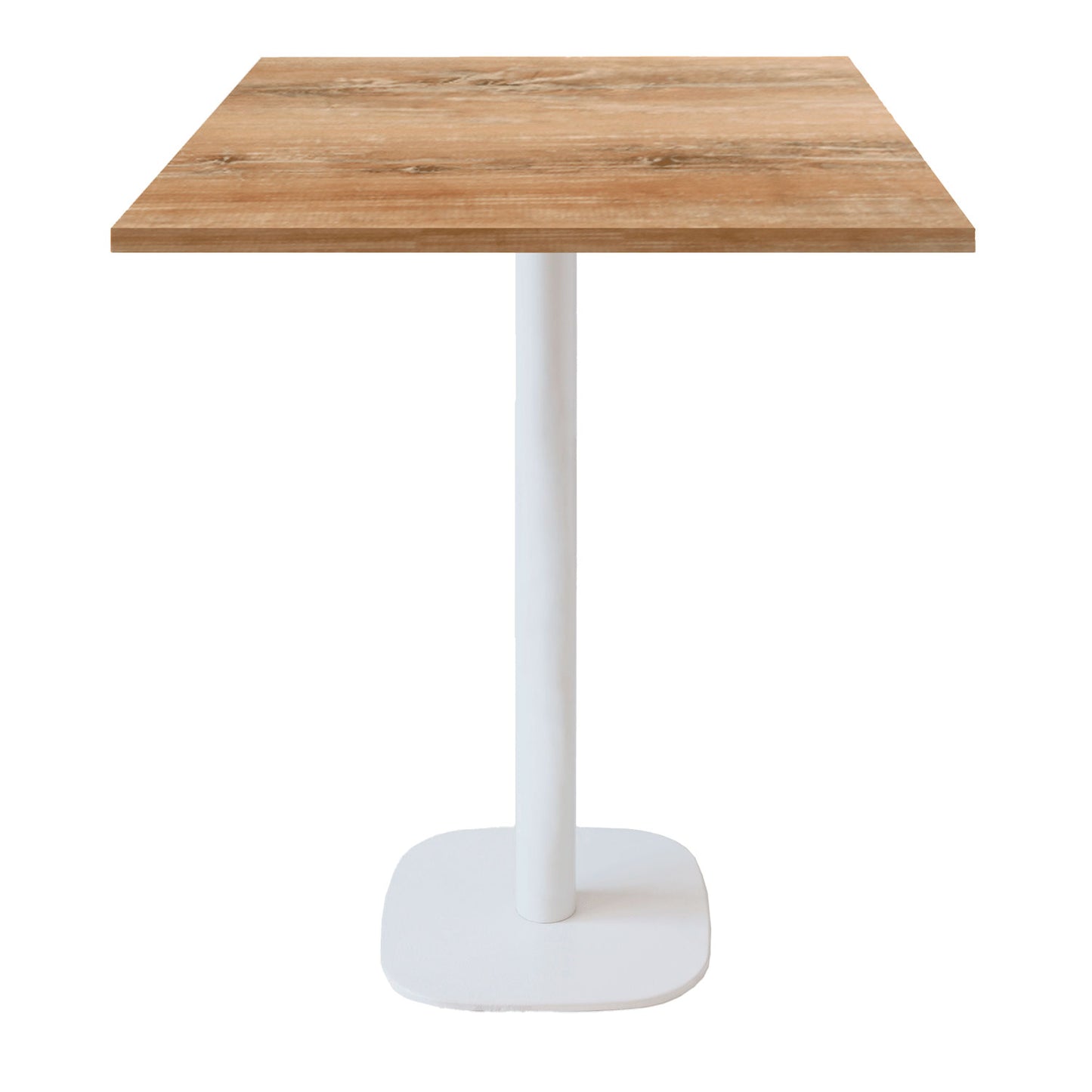 Mange-debout round blanc carré 70x70cm chene slovene