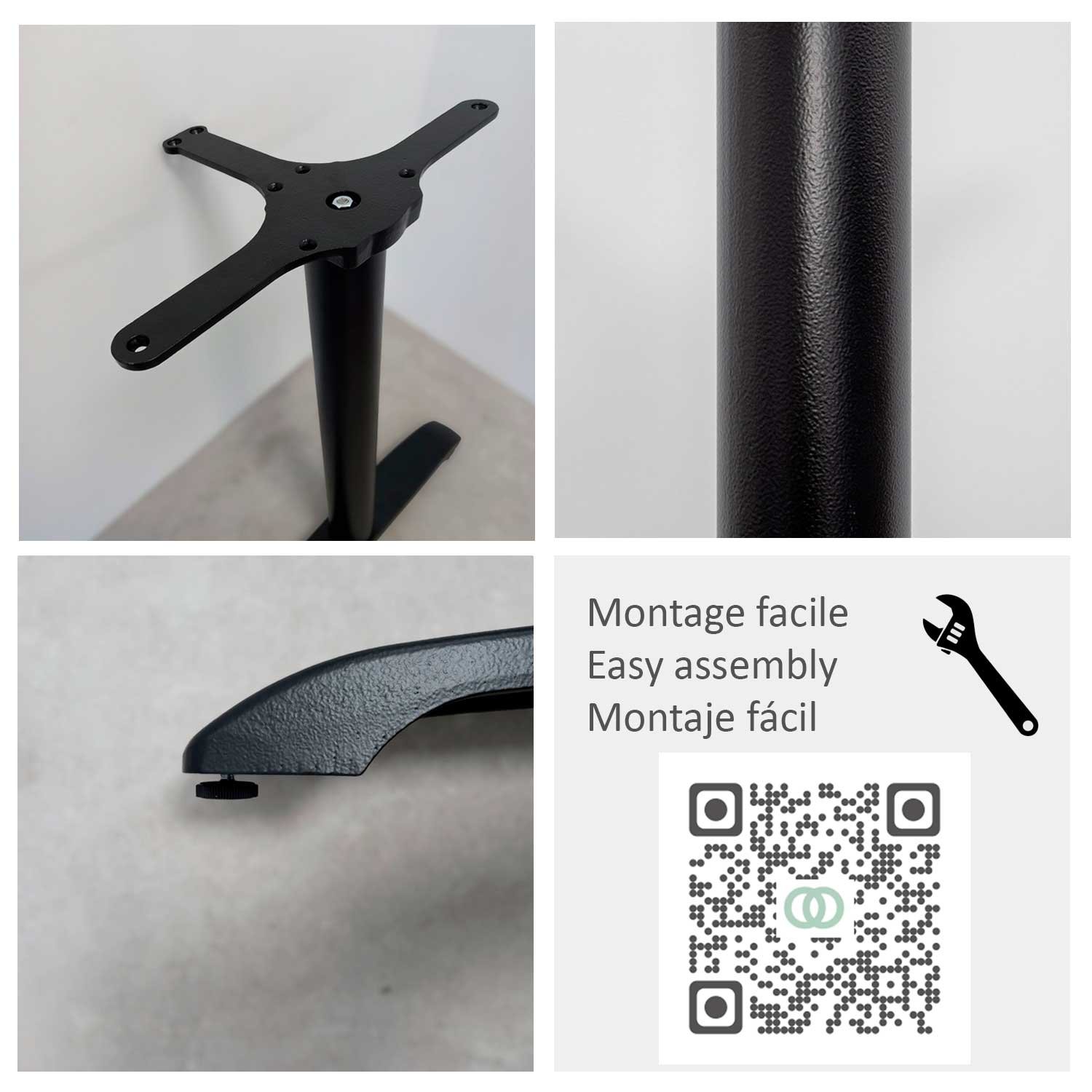 montage pied de table de restaurant rectangulaire noir Bazila RestooTab