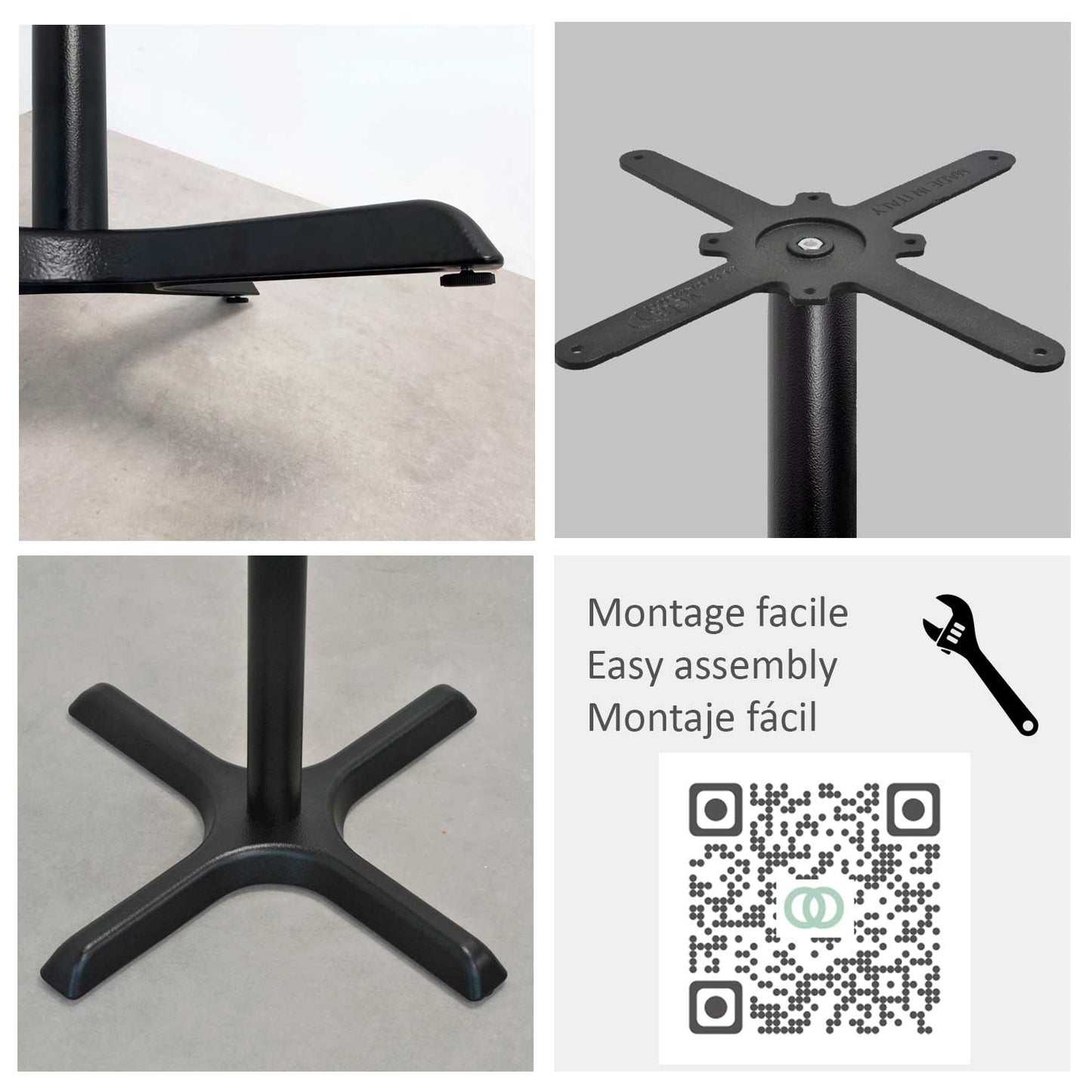 montage pied de table de restaurant noir Dina RestooTab