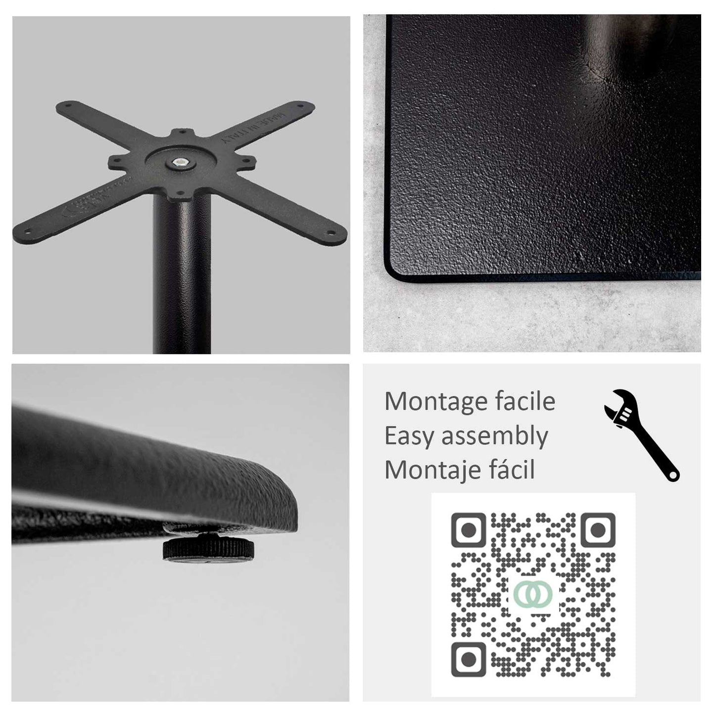 montage pied de table de restaurant noir Milan T RestooTab