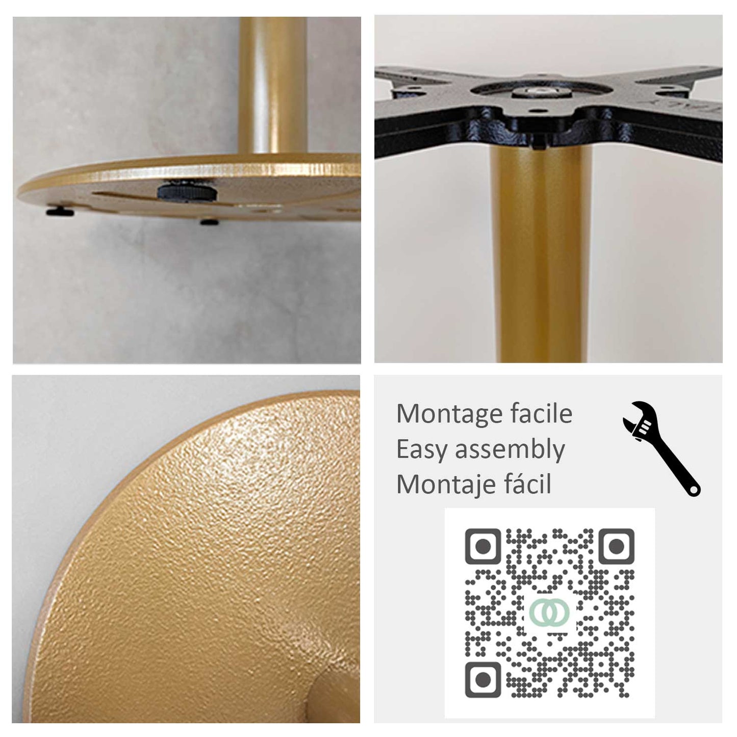 montage pied de table de restaurant doré Rome RestooTab