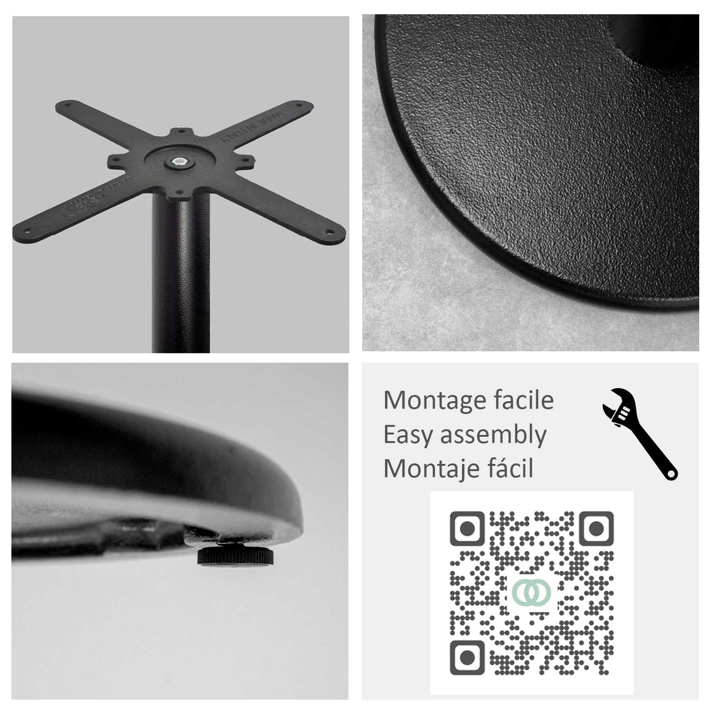 montage pied de table de restaurant noir Rome RestooTab