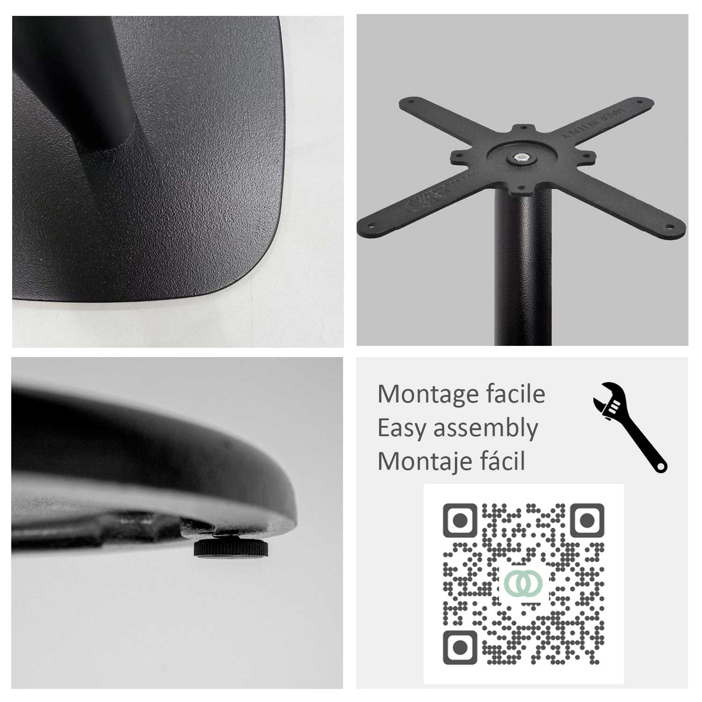 montage pied de table de restaurant noir Round RestooTab