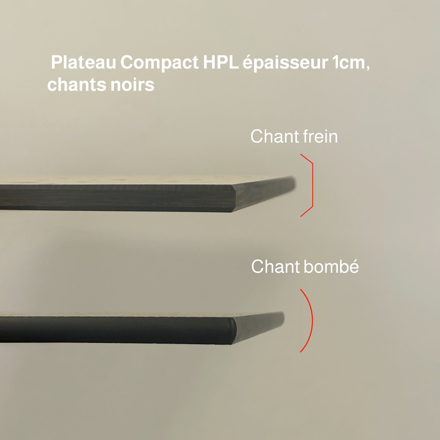 plateau de table compact chants bombes chanfreins restootab