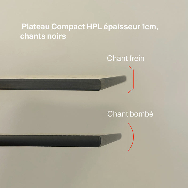 plateau de table compact chants bombes chanfreins restootab