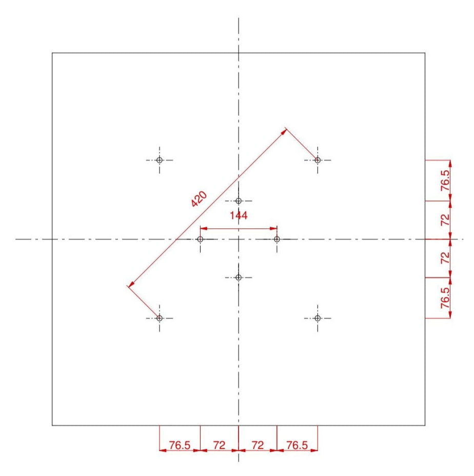 Plan de perçage pour plateau de table Restootab