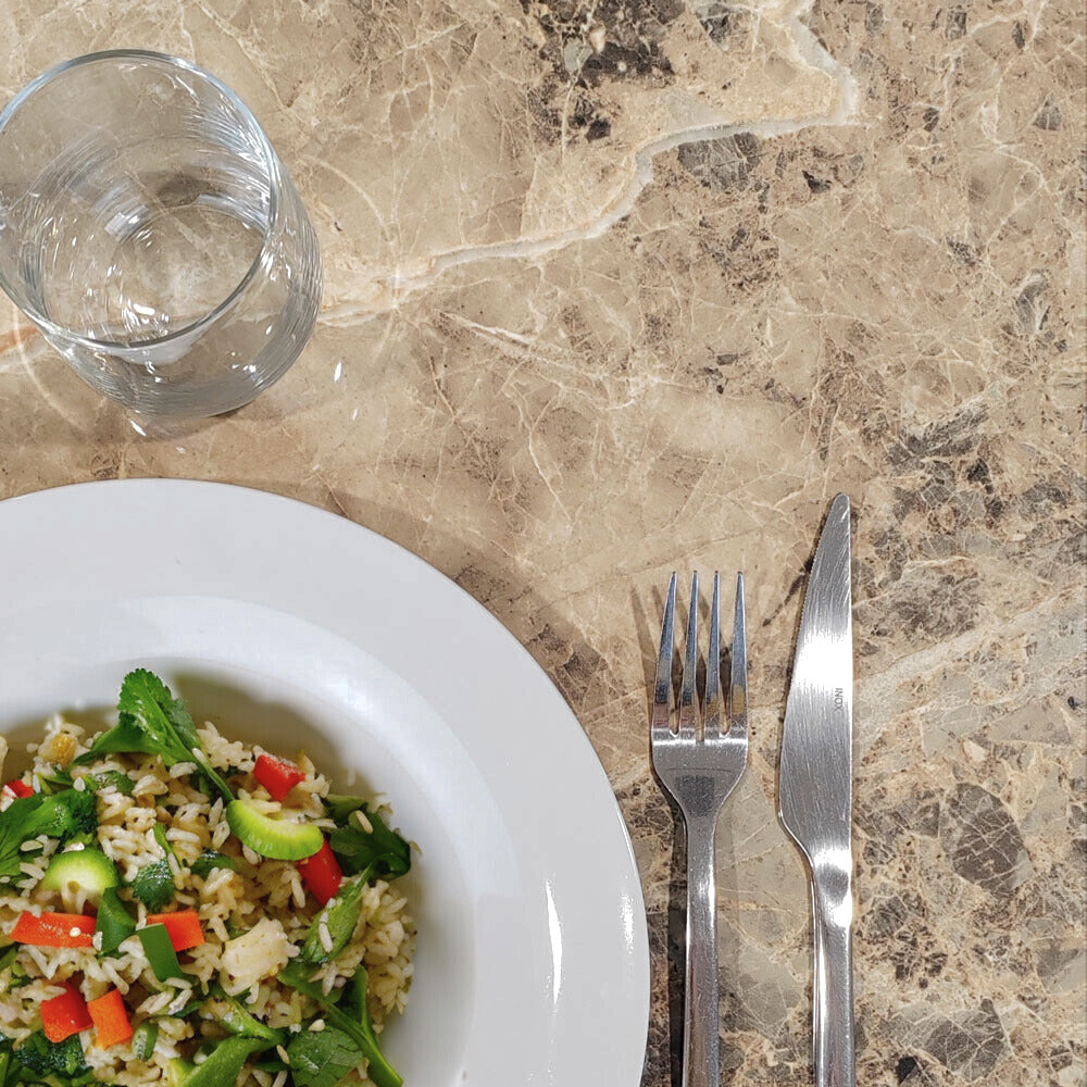 plateau de table sur mesure restaurant marbre paradiso brillant restootab