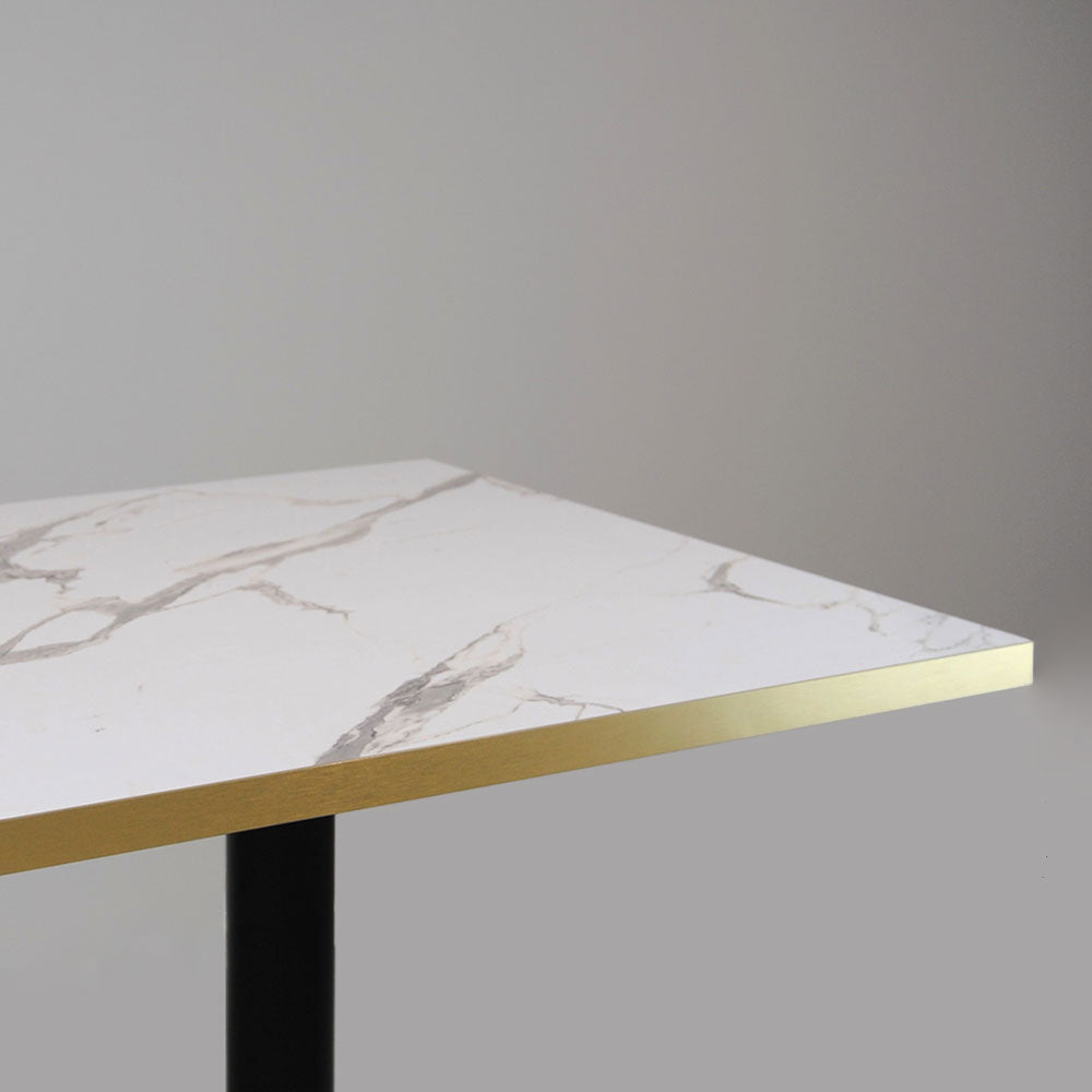 plateau de table sur mesure restaurant marbre blanc laiton RestooTab