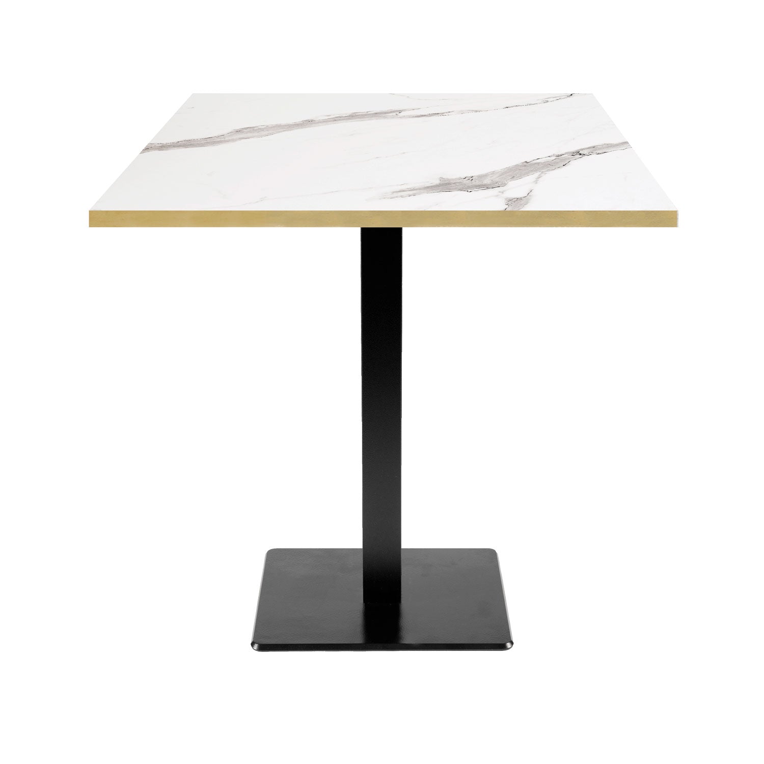Table de restaurant milan carrée 70x70cm marbre blanc laiton