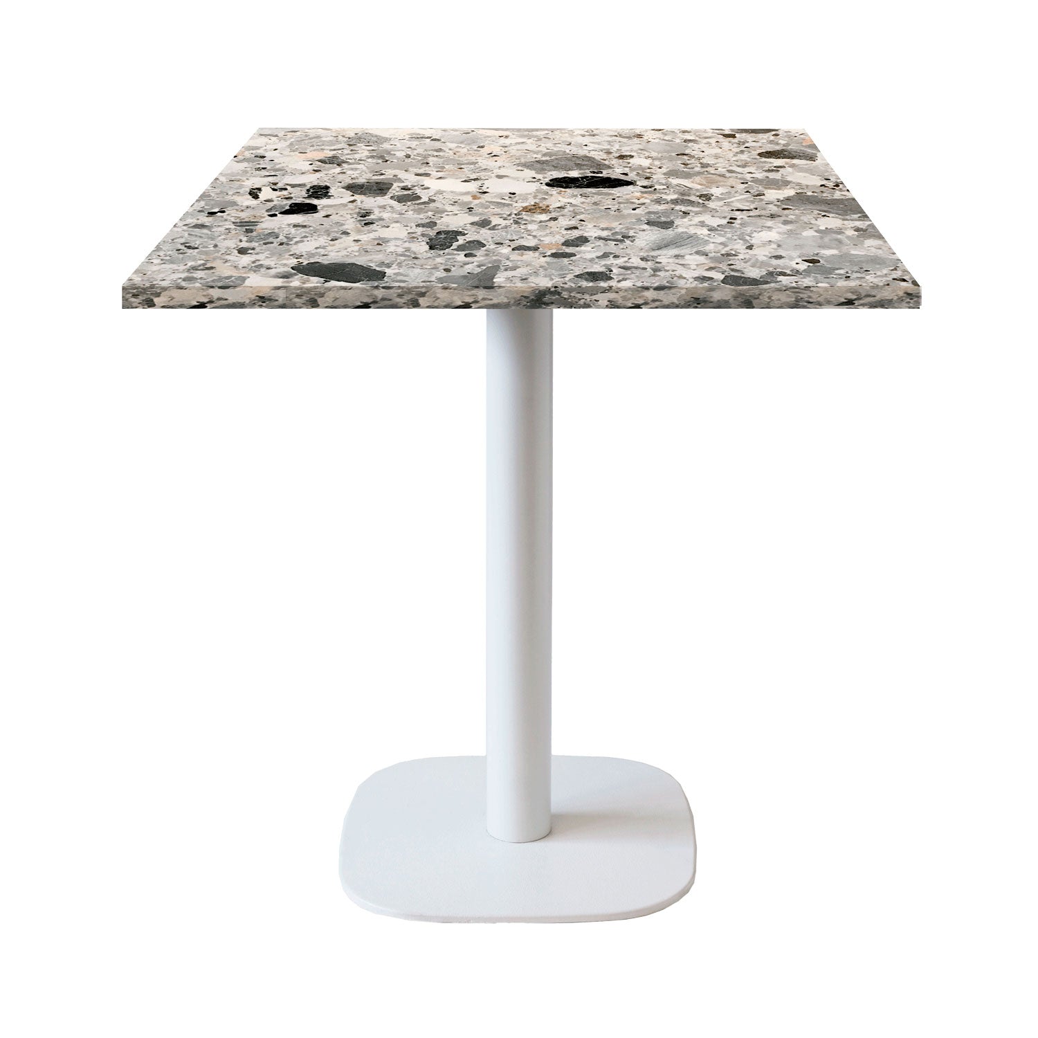 Table de restaurant round blanc carrée 70x70cm terrazzo cepp