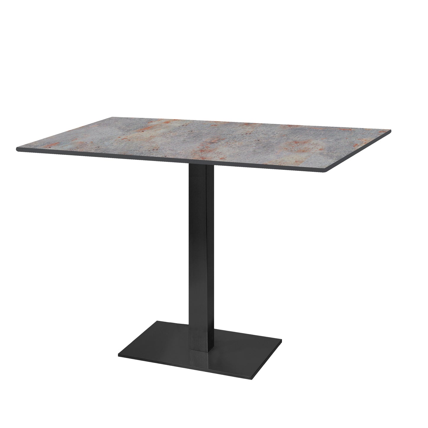 Table de restaurant destockage promotion milan rectangulaire noir 120x70cm gris rouille