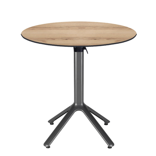 table de terrasse ronde promotion destockage pliable nemo Noir  R70 chêne delano RestooTab