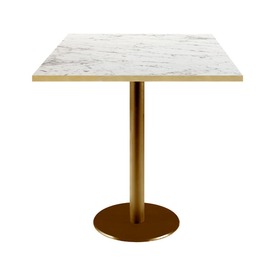 Table de restaurant rome doré carrée 70x70cm marbre calacatta laiton