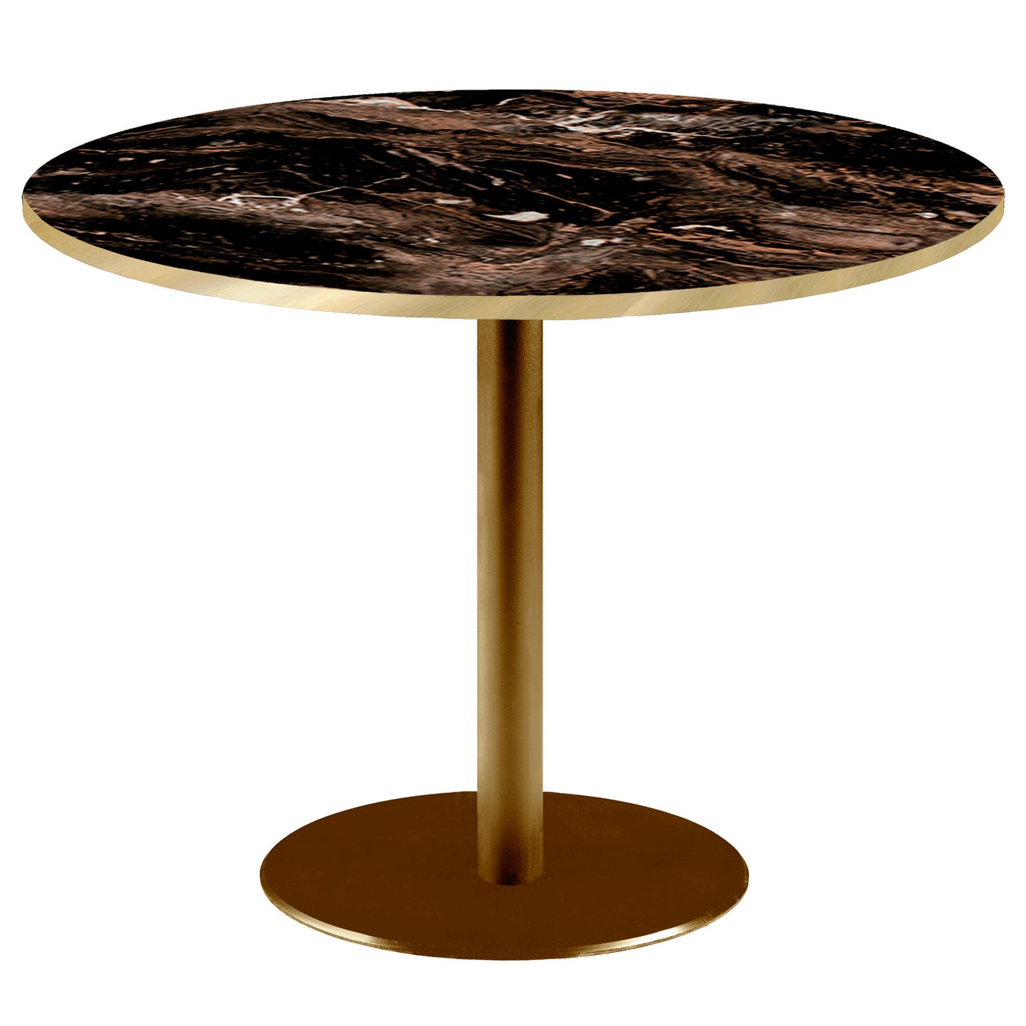 Table de restaurant rome doré ronde 120cm capuccino brillant laiton