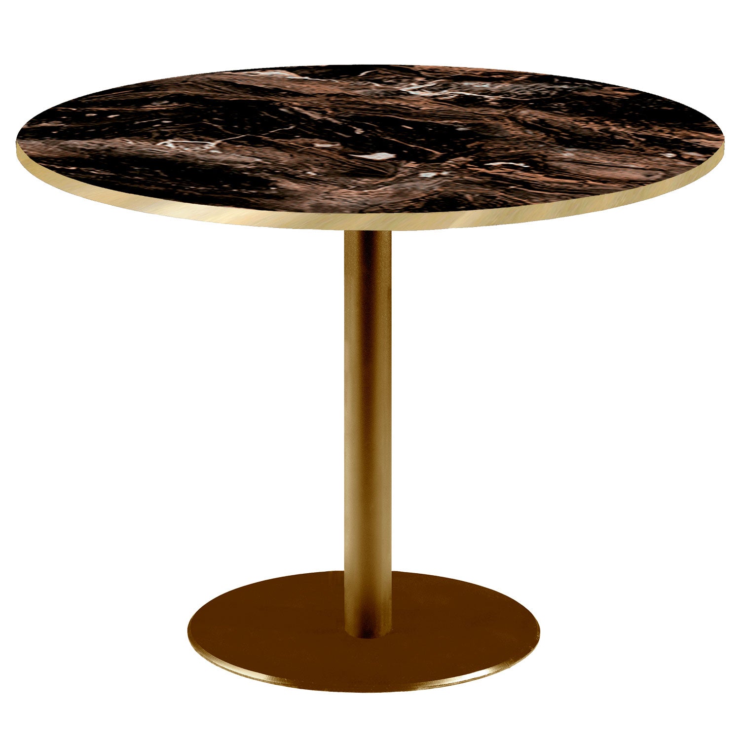 Table de restaurant rome doré ronde 120cm capuccino brillant laiton