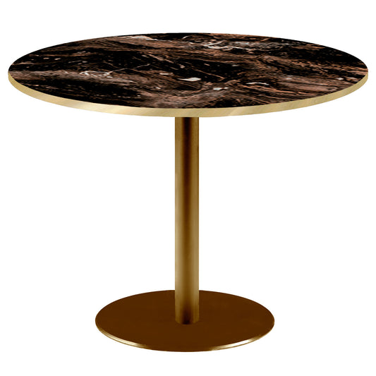 Table de restaurant rome doré ronde 120cm capuccino brillant laiton