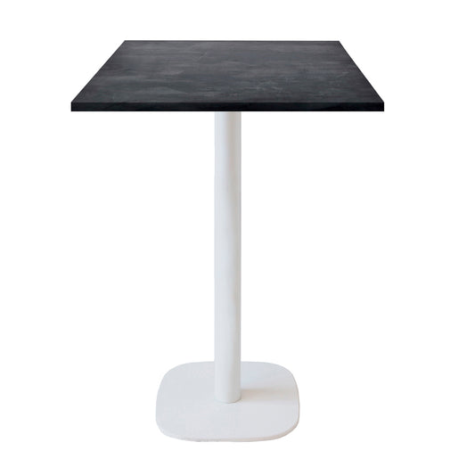Mange-debout round blanc carré 60x60cm ardoise metallisee