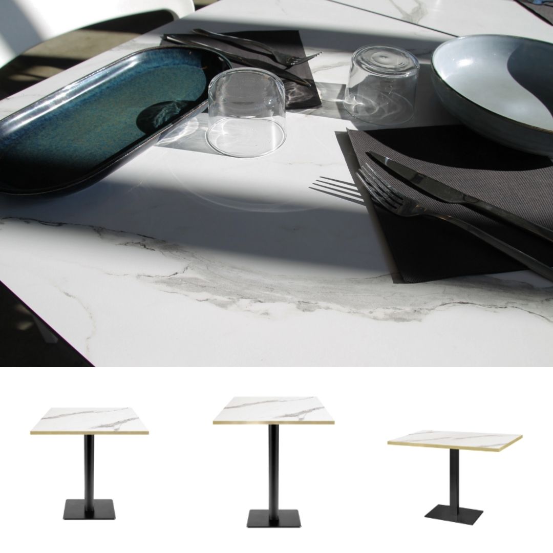 collection de tables Milan T marbre blanc laiton