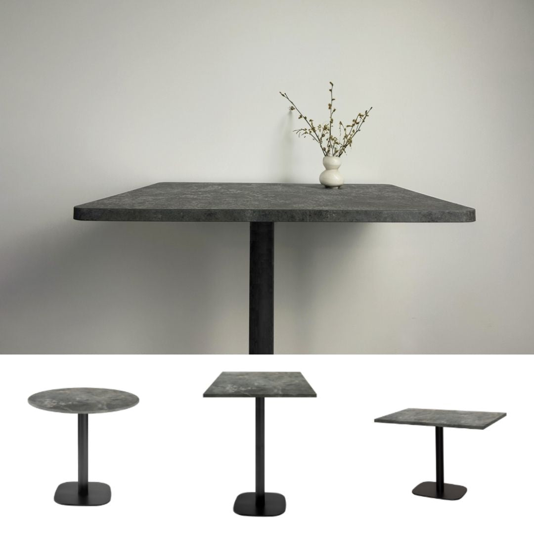 collection de tables Round pierre métallisée