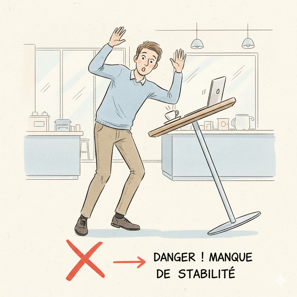 illustration d'une table de restaurant en fonte qui bascule