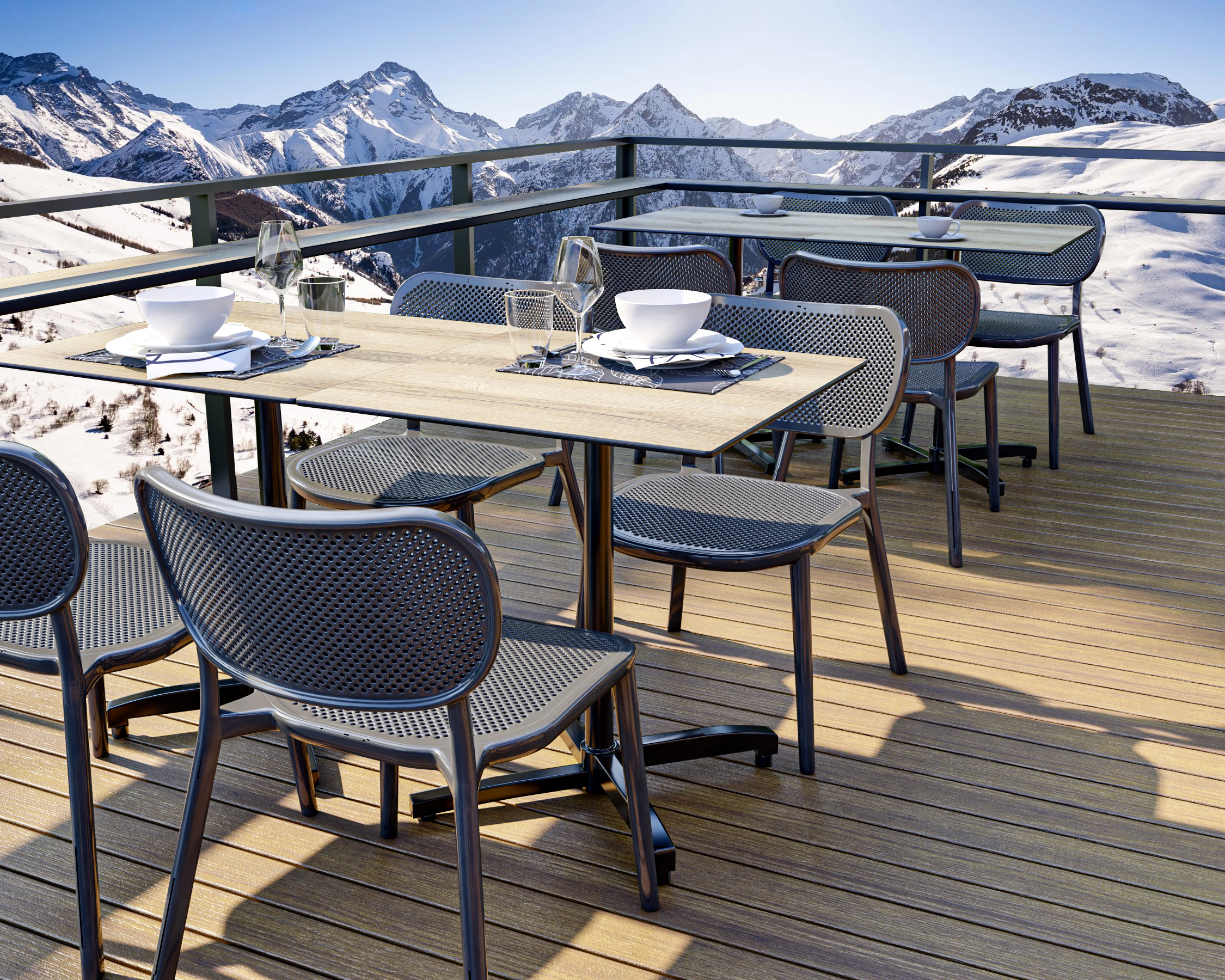 terrasse extérieur en hiver