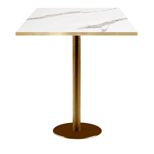 Mange-debout rome doré carré 70x70cm marbre blanc laiton