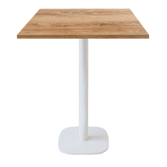 Mange-debout round blanc carré 70x70cm chene slovene