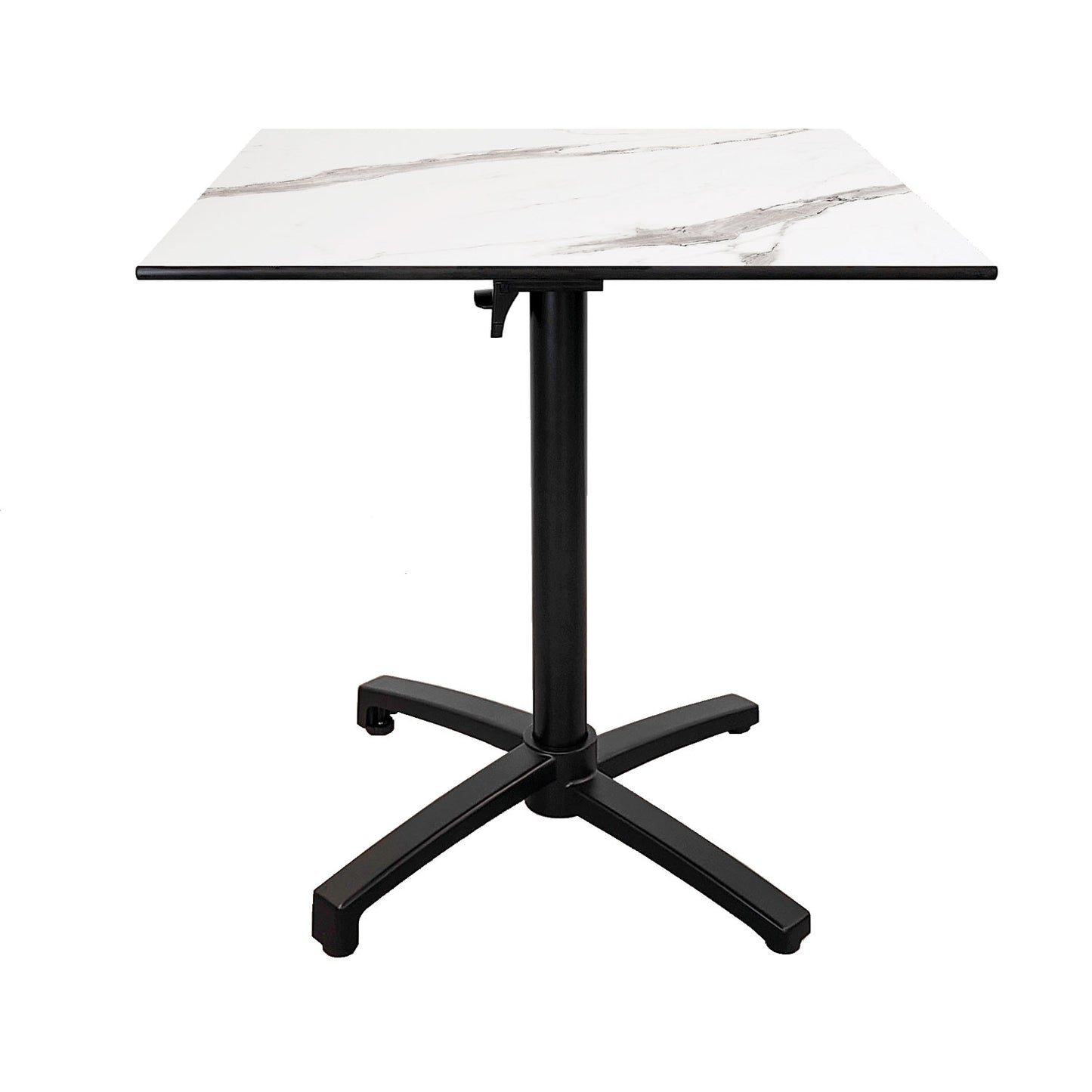 Diabolo black terrace table 70x70cm white marble