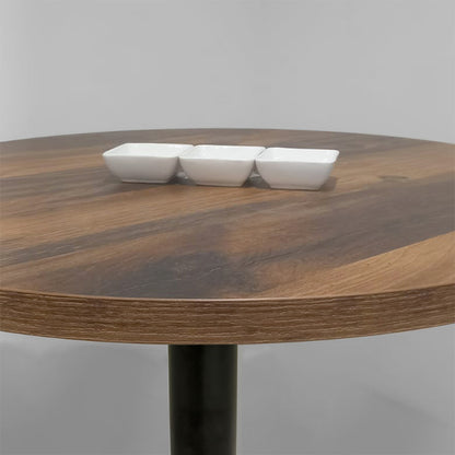 plateau de table sur mesure décor chêne bois  pour restaurant bar et bistrot  avec pied de table noir.