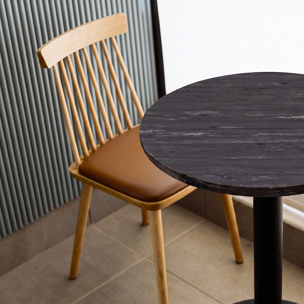Dina round high table, sleek style, Ø70cm, old pine