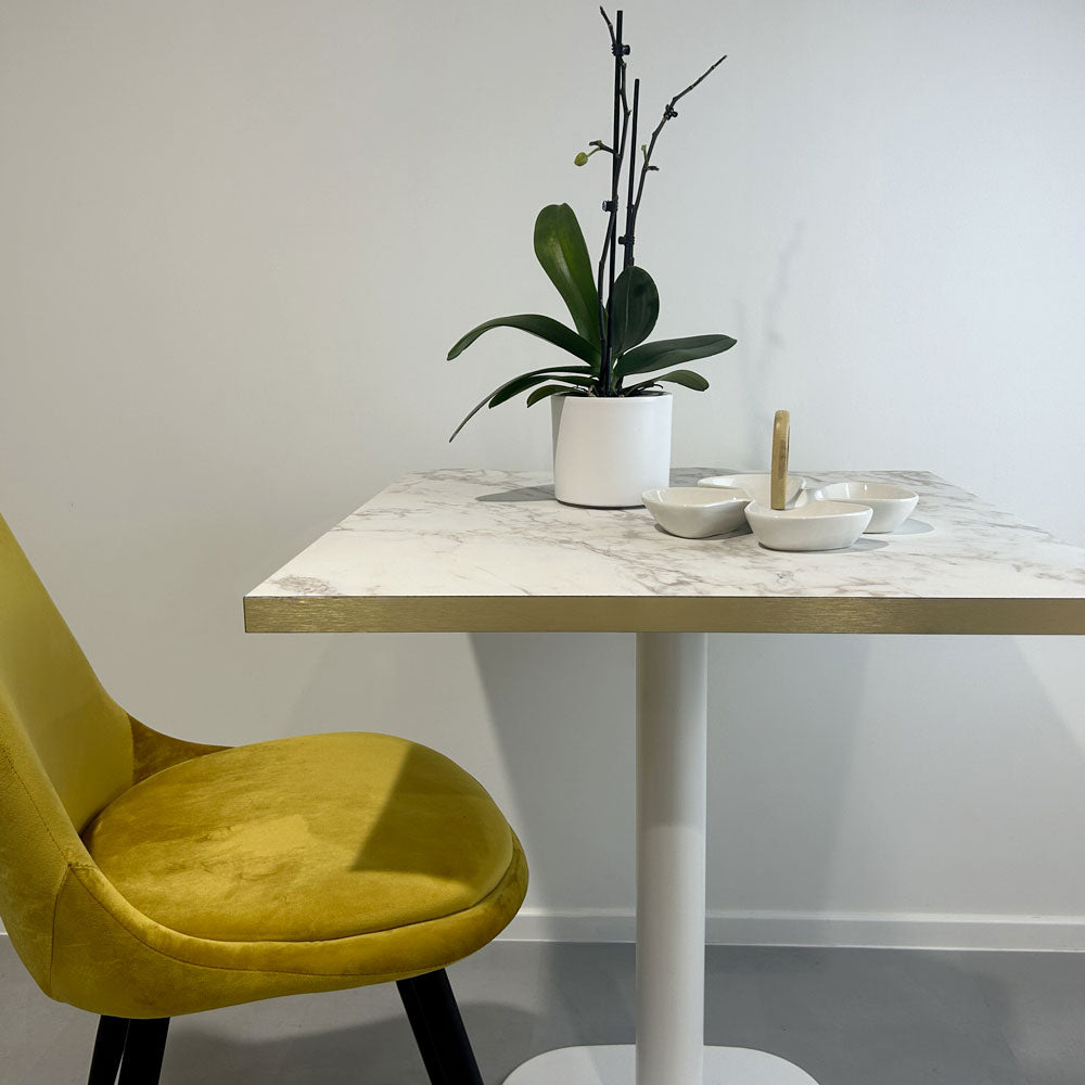 plateau de table sur mesure restaurant marbre olympo chants laiton restootab