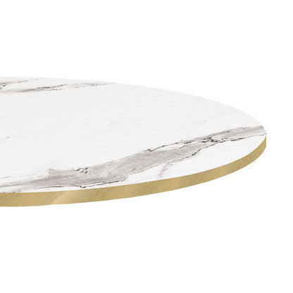 plateau de table sur mesure restaurant marbre blanc chants laiton restootab