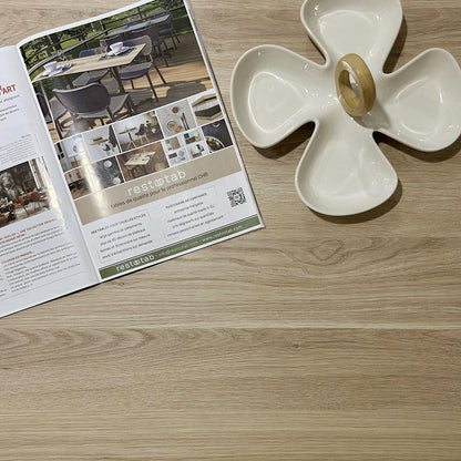 plateau de table sur mesure décor chêne blanch pour restaurant Restootab