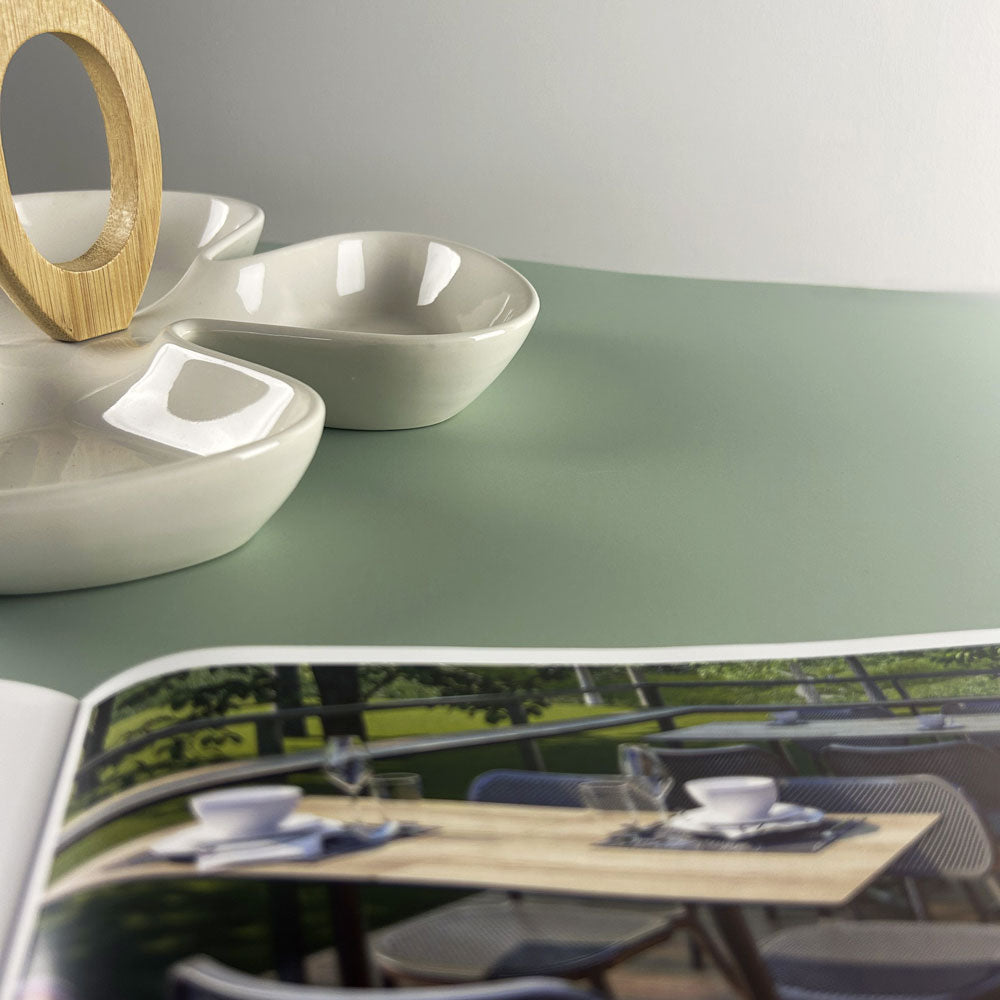 plateau de table sur mesure restaurant vert celadon restootab