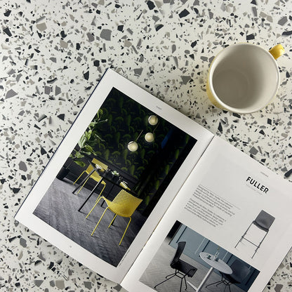 plateau de table sur mesure restaurant terrazzo white chip restootab