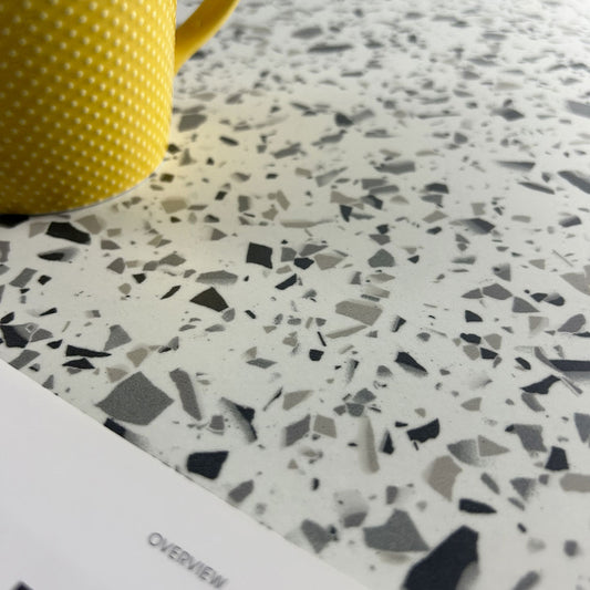 plateau de table sur mesure restaurant terrazzo white chip restootab