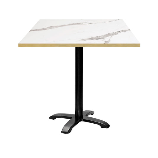 Table de restaurant bazila carrée 70x70cm marbre blanc laiton
