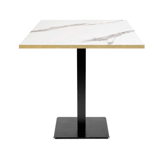 Table de restaurant milan carrée 70x70cm marbre blanc laiton