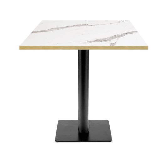 Table de restaurant milan carrée 70x70cm marbre blanc laiton