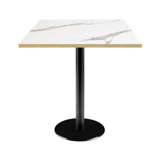 Table de restaurant rome carrée 70x70cm marbre blanc laiton