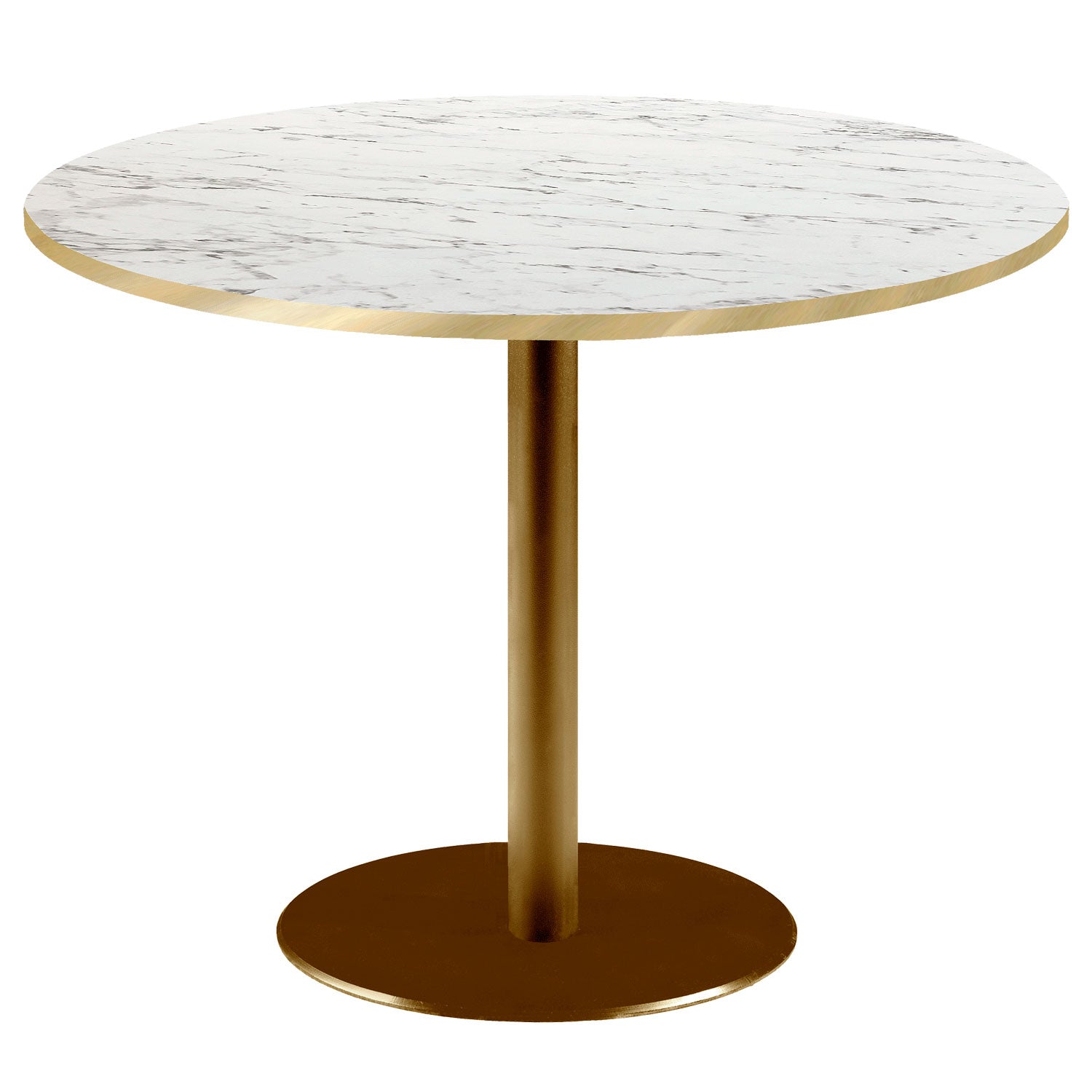Table de restaurant rome doré ronde 120cm marbre calacatta laiton