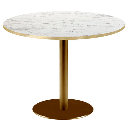 Table de restaurant rome doré ronde 120cm marbre calacatta laiton