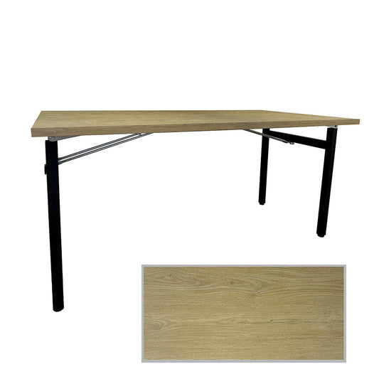 Table rectangulaire pliante d'intérieur pour restaurant et hôtel, structure en acier et plateau en bois aggloméré. décor chêne dolomite
