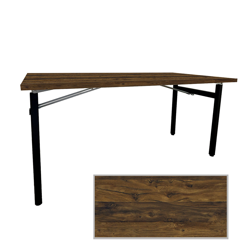 Table rectangulaire pliante d'intérieur pour restaurant et hôtel, structure en acier et plateau en bois aggloméré. décor chêne hunton