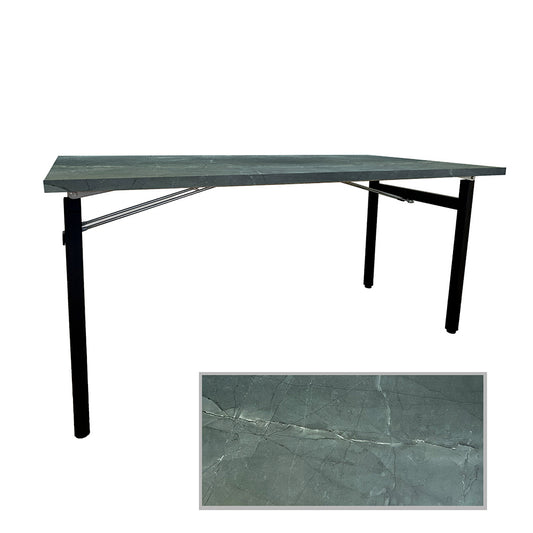 Table rectangulaire pliante d'intérieur pour restaurant et hôtel, structure en acier et plateau en bois aggloméré. décor marbre jade