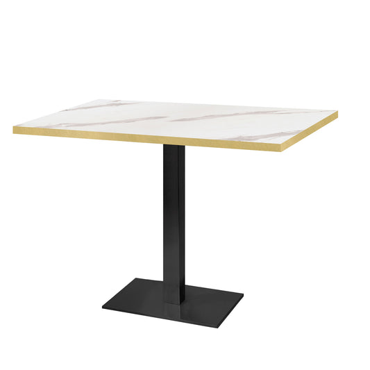 Table de restaurant milan rectangle 120x70cm marbre blanc laiton