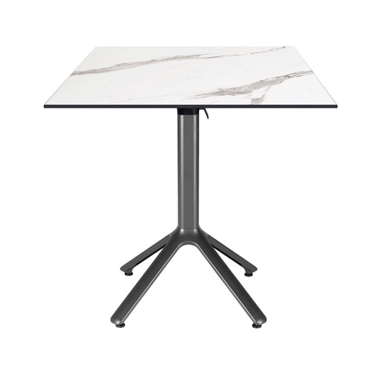 table terrasse pliable nemo noir 70x70cm marbre blanc RestooTab
